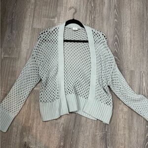 Women's Open Knit Sweater - Light Gray